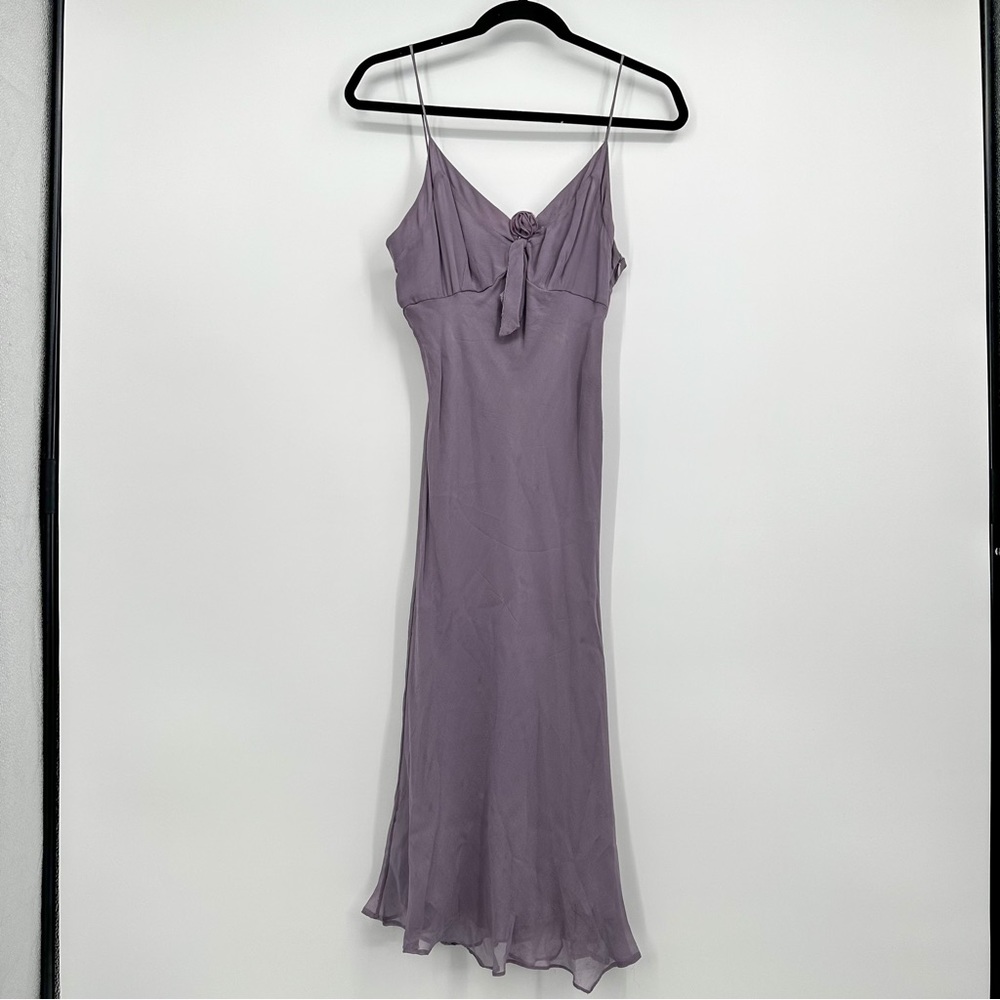 Y2K Vintage Max And Cleo Purple Cami Slip Midi Floral Rose Dress Size XS